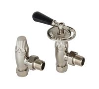 Milano Traditional 1/2" Thread Angled Satin Thermostatic Heated Towel Rail Radiator Valves