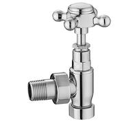 Milano - Traditional Pair of Chrome Angled Heated Towel Rail Radiator Valves with Crosshead Handles