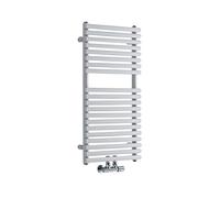 Milano Via White Middle Connection Bar On Bar Heated Towel Rail - 835mm x 400mm