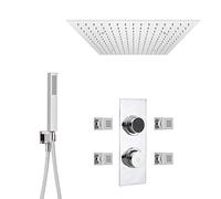 Milano Vis Digital Thermostatic Mixer Valve 500mm Square Shower Head Handset Body Jets - Chrome