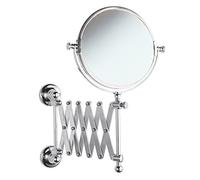 Milano Wall Mounted Bathroom Double Sided Extending Round Shaving Mirror | Brass Construction. Extendable Support Arm. Wall Mounted Installation. Traditional Style. 1x & 3x Magnification.
