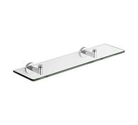 MILANO Wall Mounted Bathroom Glass Shelf Chrome Brackets 500mm | Toughened Glass Shelf. Brass Brackets. Wall Mounted Installation. Contemporary Style. Neatly Stores Your Bathroom Products.