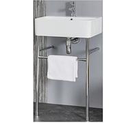 MILANO White 1 Tap Hole Bathroom Basin Sink Chrome Washstand 520 x 420mm | Ceramic Basin. Stainless Steel Washstand. Contemporary Style. Floorstanding Design. Fitted With 1 Tap Hole. Fixing Kit.
