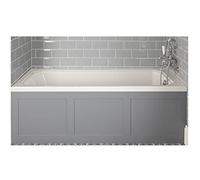 MILANO White 1700x750mm Single Ended Standard Straight Bath Grey Panel | Acrylic & MDF Construction. Generous Bathing Capacity. Light Grey Panel. Traditional Style. Height Adjustable Feet.