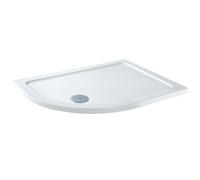 MILANO White Anti Slip Left Hand Offset Quadrant Shower Tray 1200 x 800mm | Acrylic Capped Polymer Resin Construction. Low Profile Design. Contemporary Style. Textured Surface. Corner Installation.