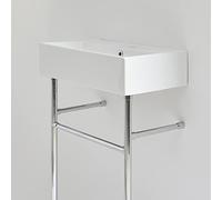 MILANO White Ceramic 1 Tap Hole Bathroom Basin Chrome Washstand 550 x 310mm | Ceramic Basin. Stainless Steel Washstand. Contemporary Style. Floorstanding Design. Fitted With 1 Tap Hole. Fixing Kit.