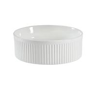 MILANO White Ceramic Round Fluted Countertop Bathroom Basin Sink 370mm | Ceramic Construction. Round Design. Contemporary Style. Countertop Installation. Not Fitted With Tap Holes.