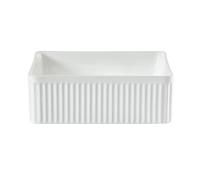 MILANO White Ceramic Square Fluted Countertop Bathroom Basin Sink 380mm | Ceramic Construction. Square Design. Contemporary Style. Countertop Installation. Not Fitted With Tap Holes.