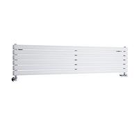 Milano White Horizontal Double Oval Panel Radiator 354 x 1600mm | Steel Construction. Generous Heat Output. Contemporary Style. Double Panel Design. Central Heating Operation.