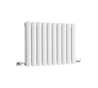 MILANO White Horizontal Double Oval Panel Radiator 400 x 595mm | Steel Construction. Generous Heat Output. Contemporary Style. Double Panel Design. Central Heating Operation.