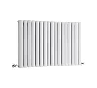 MILANO White Horizontal Double Oval Panel Radiator 635 x 1000mm | Steel Construction. Generous Heat Output. Contemporary Style. Double Panel Design. Central Heating Operation.