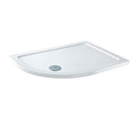 MILANO White Low Profile Left Hand Offset Quadrant Shower Tray 1200 x 800mm | Acrylic Capped Polymer Resin Construction. Low Profile Design. Contemporary Style. Can Be Cut To Size. Corner Installation.