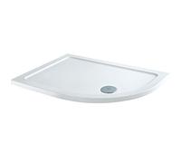 MILANO White Low Profile Right Hand Offset Quadrant Shower Tray 1200x900mm | Acrylic Capped Polymer Resin Construction. Low Profile Design. Contemporary Style. Can Be Cut To Size. Corner Installation.