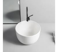 MILANO White Round Countertop Bathroom Basin Sink 350mm | Ceramic Construction. Round Design. Contemporary Style. Countertop Installation. Not Fitted With Tap Holes.