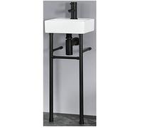 MILANO White Square 1 Tap Hole Bathroom Basin Black Washstand 280 x 280mm | Ceramic Basin. Stainless Steel Washstand. Contemporary Style. Floorstanding Design. Fitted With 1 Tap Hole. Fixing Kit.