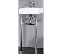 MILANO White Square 1 Tap Hole Bathroom Basin Chrome Washstand 280 x 280mm | Ceramic Basin. Stainless Steel Washstand. Contemporary Style. Floorstanding Design. Fitted With 1 Tap Hole. Fixing Kit.