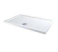 MILANO White Textured Anti Slip Rectangular Shower Tray 1700 x 800mm | Acrylic Capped Polymer Resin Construction. Low Profile Design. Contemporary Style. Textured Surface. Reversible Installation.