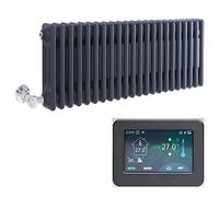 Milano Windsor 1200W Anthracite Cast Iron Style 3 Column WiFi Electric Radiator - 300mm x 1010mm