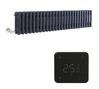 Milano Windsor 1200W Anthracite Cast Iron Style 3 Column WiFi Electric Radiator - 300mm x 1190mm