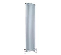 Milano Windsor 1200W White Cast Iron Style Vertical Double Column Dual Fuel Radiator WiFi Thermostat Chrome Valves - 1500mm x 380mm