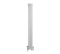 Milano Windsor 800W White Cast Iron Style Vertical Triple Column Dual Fuel Radiator WiFi Thermostat Chrome Valves - 1800mm x 200mm