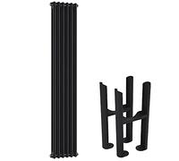 Milano Windsor Black Cast Iron Style Vertical Double Column Radiator Feet - 1800mm x 290mm