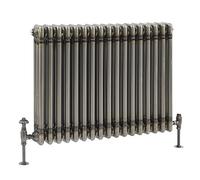 Milano Windsor Raw Metal Cast Iron Style Horizontal Triple Column Radiator - 500mm x 785mm