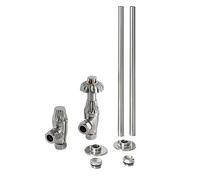 Milano Windsor Satin Nickel Angled Radiator Heated Towel Rail Thermostatic Valve Pipe Connector