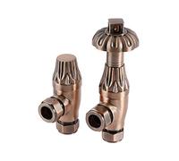 Milano Windsor Traditional Antique Copper Thermostatic Angled Radiator Valves