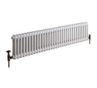 Milano Windsor White Cast Iron Style Horizontal Double Column Radiator - 300mm x 1505mm