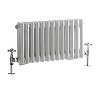 Milano Windsor White Cast Iron Style Horizontal Double Column Radiator - 300mm x 605mm