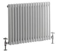 Milano Windsor White Cast Iron Style Horizontal Double Column Radiator - 600mm x 785mm