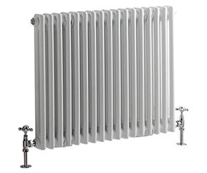 Milano Windsor White Cast Iron Style Horizontal Double Column Radiator - 600mm x 785mm
