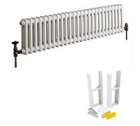 Milano Windsor White Cast Iron Style Horizontal Double Column Radiator Feet - 300mm x 1190mm