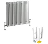 Milano Windsor White Cast Iron Style Horizontal Double Column Radiator Feet - 600mm x 785mm