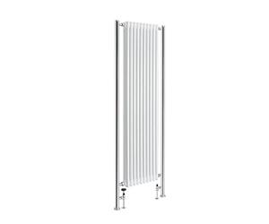 Milano Windsor White Cast Iron Style Vertical Triple Column Radiator Chrome Pipes - 2030mm x 635mm