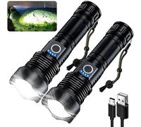 MILAOSHU Rechargeable Flashlights 90000 High Lumens - 2 Pack, Super Bright 12 Hours Long Life LED Flashlight with 5 Modes, High Powered Flash Light for Home, Outdoor