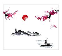 milaosk 2Pcs Chinese Ink Style Flower Painting Wall Stickers 25 * 70cm