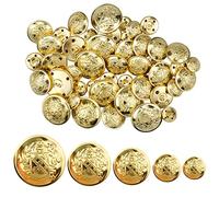 milaosk 50 Pcs Metal Blazer Button, Golden Metal Suit Button Vintage Metal Shank Buttons for Blazers, Suits, Jackets (15mm 18mm 23mm 25mm Button)