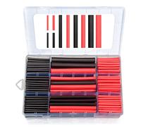 MILAPEAK 270pcs 3:1 Dual Wall Adhesive Heat Shrink Tubing Kit, 5 Sizes (Diameter): 3/8, 1/4, 3/16, 1/8, 3/32 inch, Marine Wire Cable Sleeve Tube Assortment with Storage Case for DIY by (Black & Red)