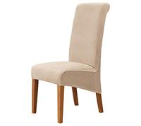MILARAN Velvet Large Chair Covers for Dining Room, Soft Stretch Seat Slipcover for Large Dining Chair, Washable Removable Parsons Chair Protector, Set of 2,Beige
