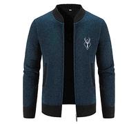 MILAX Classic Style Mens Knitted Cardigans Full Front Zip Closure Zipper Cardigan Plain Fleece Lined Jumper Mens Draped Cardigans Shawl Collar