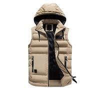 MILAX Fleece Lined Bodywarmer Gilet Vest for Mens and Womens Sleeveless Softshell Jacket for Leisure Quilted Body Warmer Windproof Gilet Jacket w/ Pockets Outdoor Work Gilets w/ Pockets, 0a-khaki, L