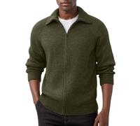 MILAX Fleece Lined Winter Coat Mens Knitted Cardigans Full Front Zip Closure Zipper Cardigan Slim Fit Cable Knitted Zip Up Sweater Mens Chunky Knitted Sweater Cardigan