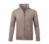 MILAX Full Zip Stand Collar Warm Jumper Mens Zip Up Knitted Cardigan Knitted Wool Jacket Cardigan Unisex Handmade Warm Mens Chunky Knitted Sweater Cardigan