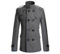 MILAX Men's 3/4 Long Overcoat Jacket Mid Length Thick Wool Trench Coats Business Casual Outwear Slim Fit Trench Coat Woolen Outerwear Slim Fit Lapel Collar Trenchcoat