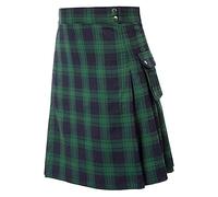 MILAX Military Wedding Utility Kilts Highland Skirt Men Plain Tartan Utility Kilts Vintage Kilt Men's Leather Straps Kilts Skirts with Cargo Pockets H01-green XXL