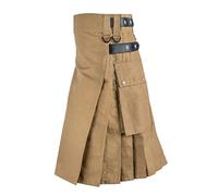 MILAX Wedding Dress Casual Party Kilt Leather Straps Kilts Men Plain Tartan Utility Kilts Pleated Skirt Men Cotton Utility Kilt Utility Combat Kilt Khaki
