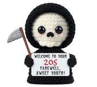 Milcier 20th Birthday Gifts, Handmade Crochet Grim Reaper, Cute 20s Birthday Keepsake for Friends, Daughters, Brothers, Sisters, Sons, Grandkids