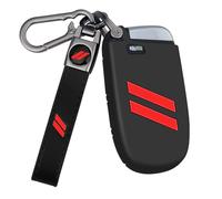 Mild East for Dodge Key Fob Cover with Double Slash Keychain, Car Key Cover Compatible with Dodge Charger Challenger Cherokee Dart Durango Trailhawk Grand RAM Renegade Journey, 5 Buttons (Red)